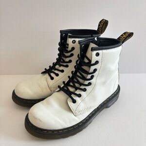 Dr. Martens 1460 White Leather Combat Lace Up Junior Boots 3